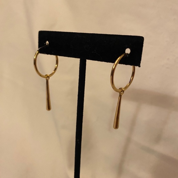 Gold Hoop Earrings w/Dangle - Picture 5 of 5